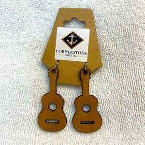 Guitar Earrings Brown New Y2K Music Grunge Rock Melodies Polyurethane Swanky
